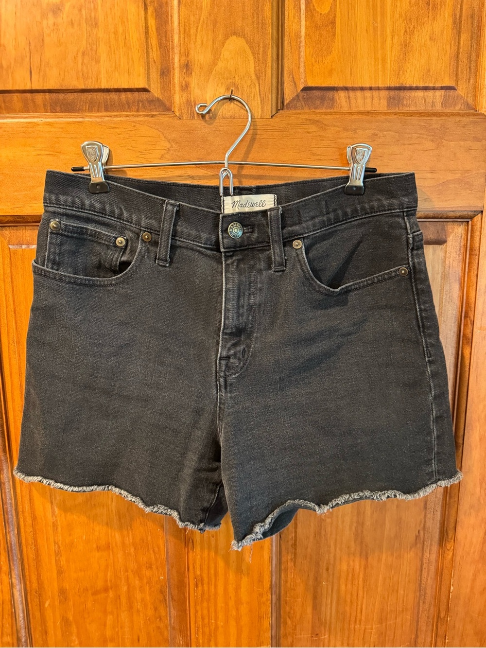 Madewell Black High-Rise Denim Cutoff Shorts with Frayed Hem